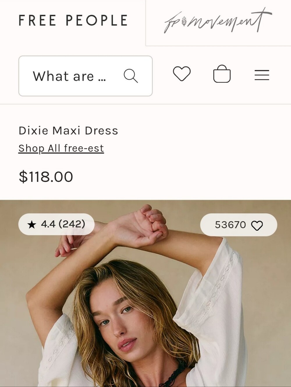Free People White Boho Maxi Dress with Smocked Waist - Picture 2 of 13